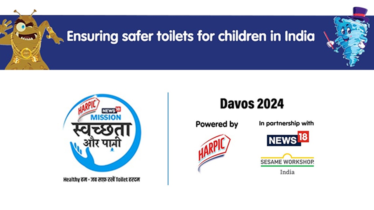 Mission Swachhta aur Paani’s ‘Swoosh Germs Away Kit’ by Harpic, News18 Network, and Sesame Workshop India Trust debuts at Davos
